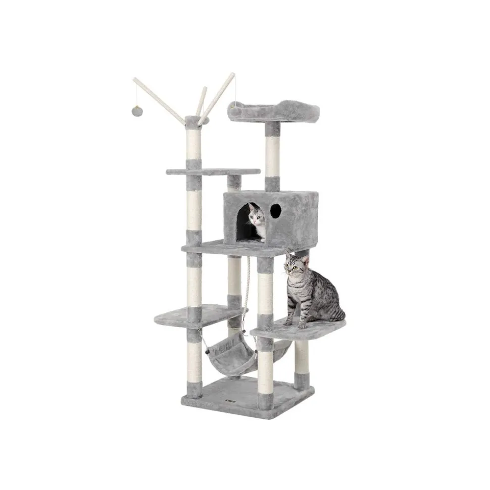 Store SONGMICS Arbre à chat 154 cm gris clair