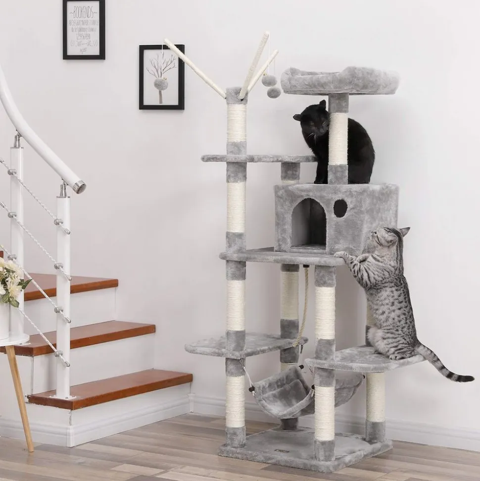Store SONGMICS Arbre à chat 154 cm gris clair