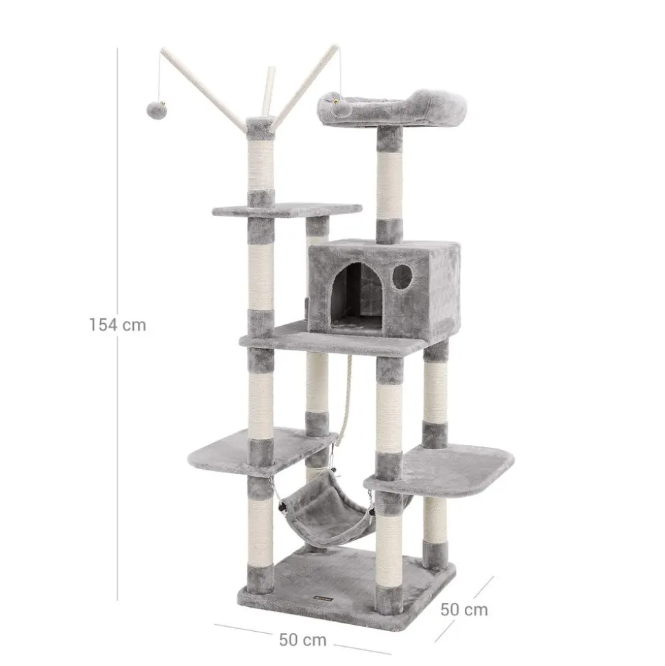 Store SONGMICS Arbre à chat 154 cm gris clair