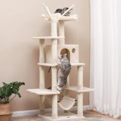 Store SONGMICS Arbre à chat 154 cm gris clair
