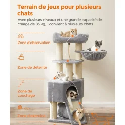 Shop SONGMICS Arbre à chat 141 cm gris clair