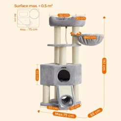 Shop SONGMICS Arbre à chat 141 cm gris clair