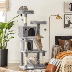 Best SONGMICS Arbre à chat 155 cm gris clair