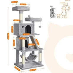 Best SONGMICS Arbre à chat 155 cm gris clair