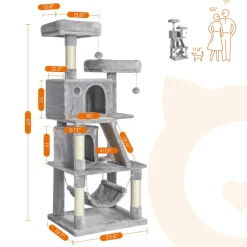 Best SONGMICS Arbre à chat 155 cm gris clair