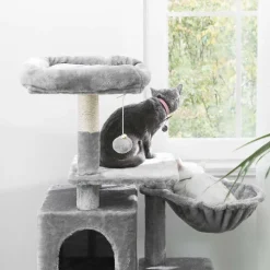 New SONGMICS Arbre à chat 110 cm gris clair