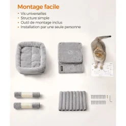 Clearance SONGMICS Arbre à chat 67 cm gris clair