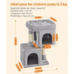 Clearance SONGMICS Arbre à chat 67 cm gris clair