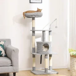 Cheap SONGMICS Arbre à chat 136 cm gris clair Blanc