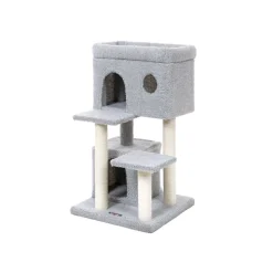 New SONGMICS Arbre à chat 90 cm gris clair Blanc