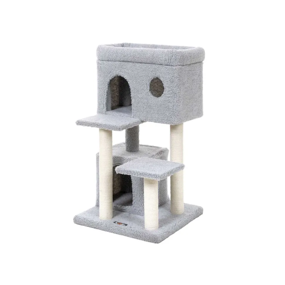 New SONGMICS Arbre à chat 90 cm gris clair Blanc