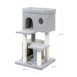 New SONGMICS Arbre à chat 90 cm gris clair Blanc