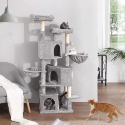 New SONGMICS Arbre à chat 164 cm gris clair