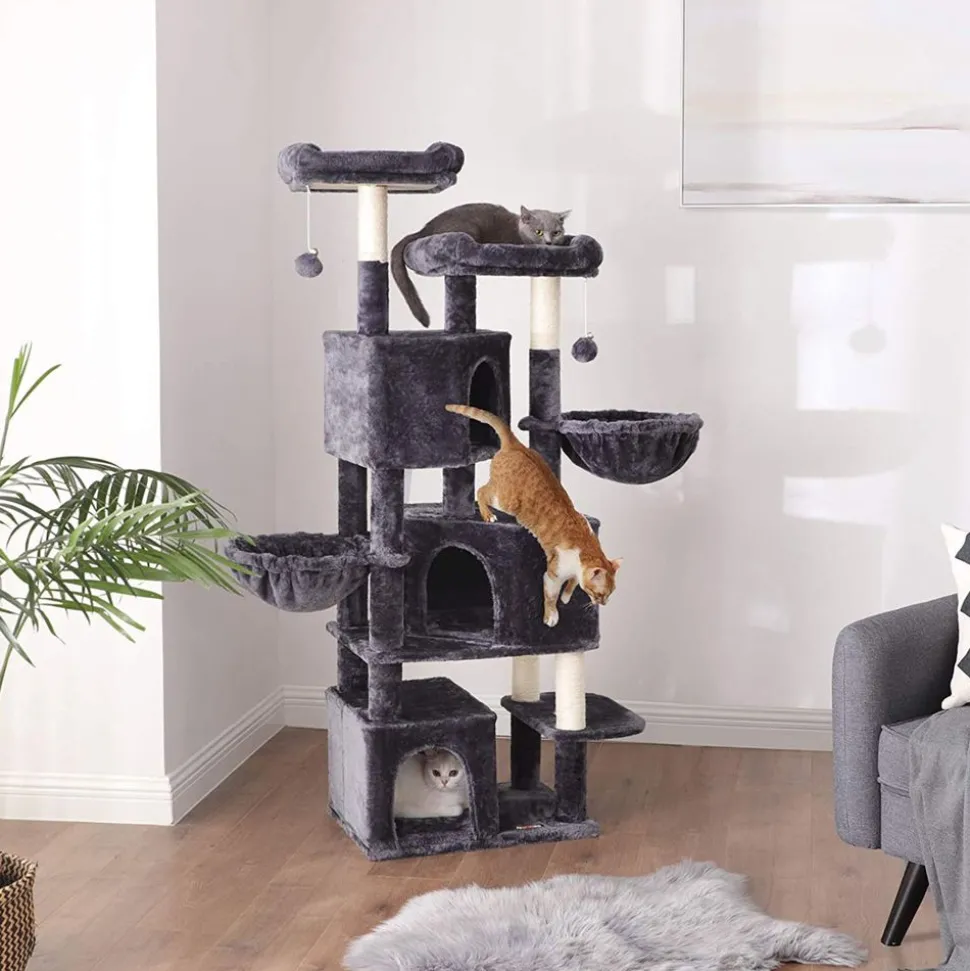 New SONGMICS Arbre à chat 164 cm gris clair