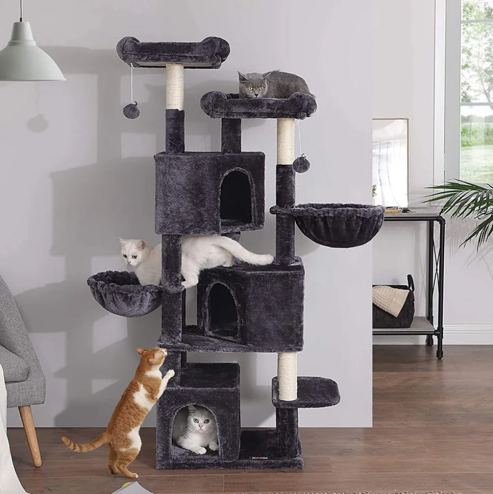 New SONGMICS Arbre à chat 164 cm gris clair