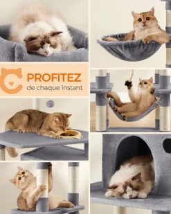 Store SONGMICS Arbre à chat 164 cm gris clair