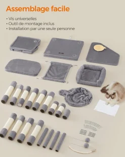 Store SONGMICS Arbre à chat 164 cm gris clair