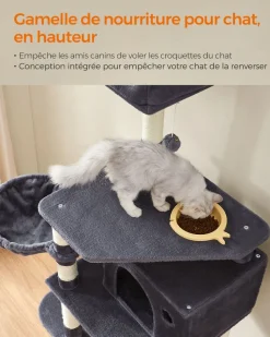 Store SONGMICS Arbre à chat 164 cm gris clair