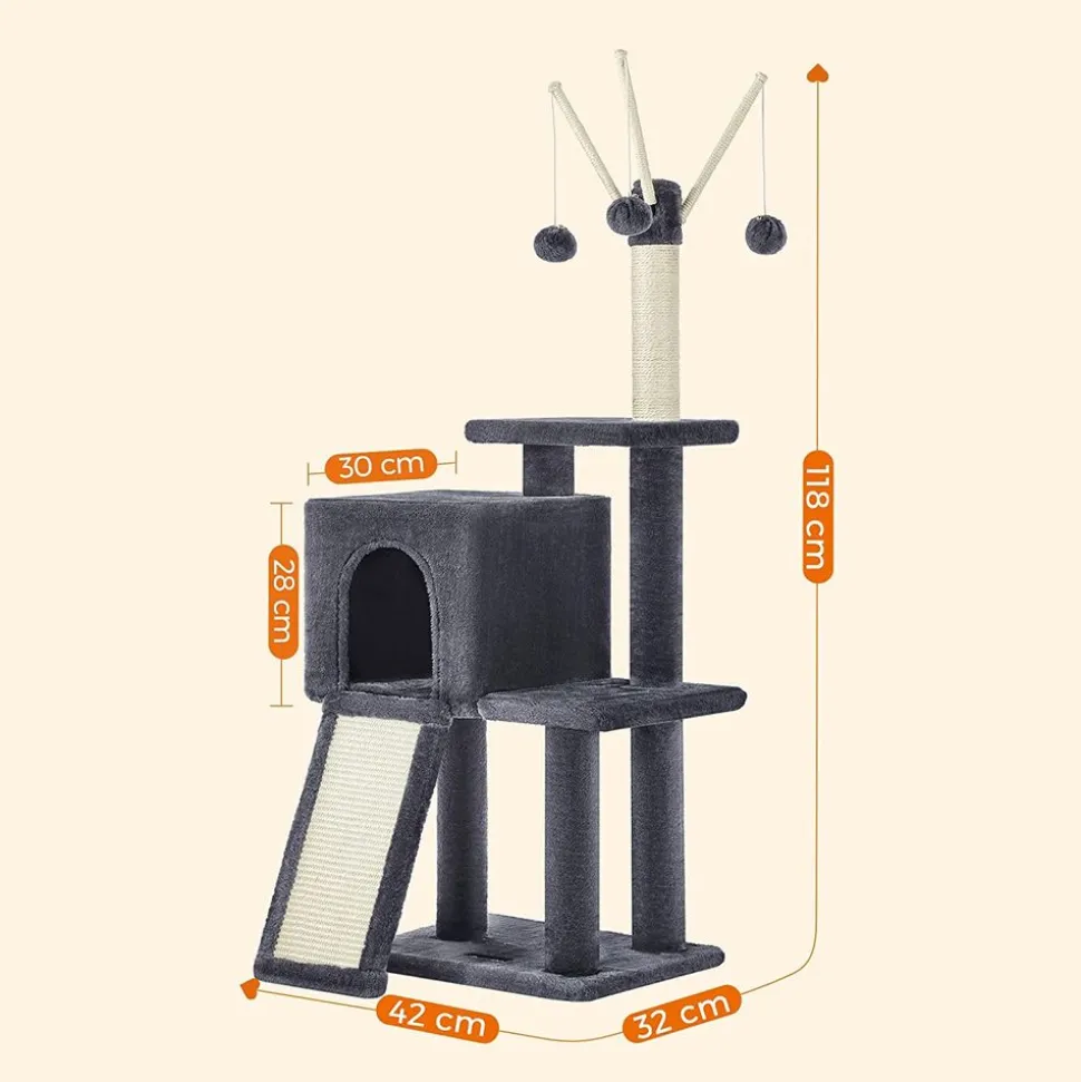 Cheap SONGMICS Arbre à chat 118 cm gris foncé