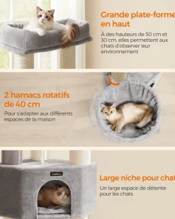 Online SONGMICS Arbre à chat 160 cm gris tourterelle et blanc crème