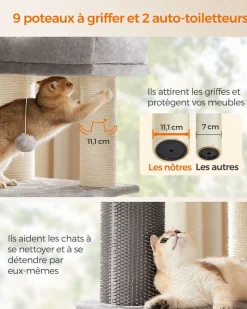 Online SONGMICS Arbre à chat 160 cm gris tourterelle et blanc crème