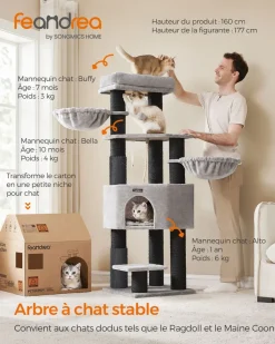 Online SONGMICS Arbre à chat 160 cm gris tourterelle et blanc crème