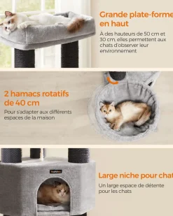 Online SONGMICS Arbre à chat 160 cm gris tourterelle et blanc crème