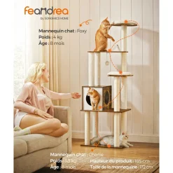 Cheap SONGMICS Arbre à chat 165 cm multi-niveaux marron rustique