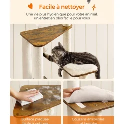 Cheap SONGMICS Arbre à chat 165 cm multi-niveaux marron rustique
