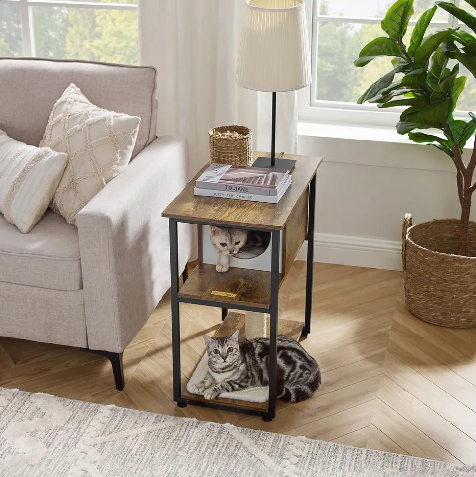 Fashion SONGMICS Arbre à chat 67 cm rustique Marron Vintage