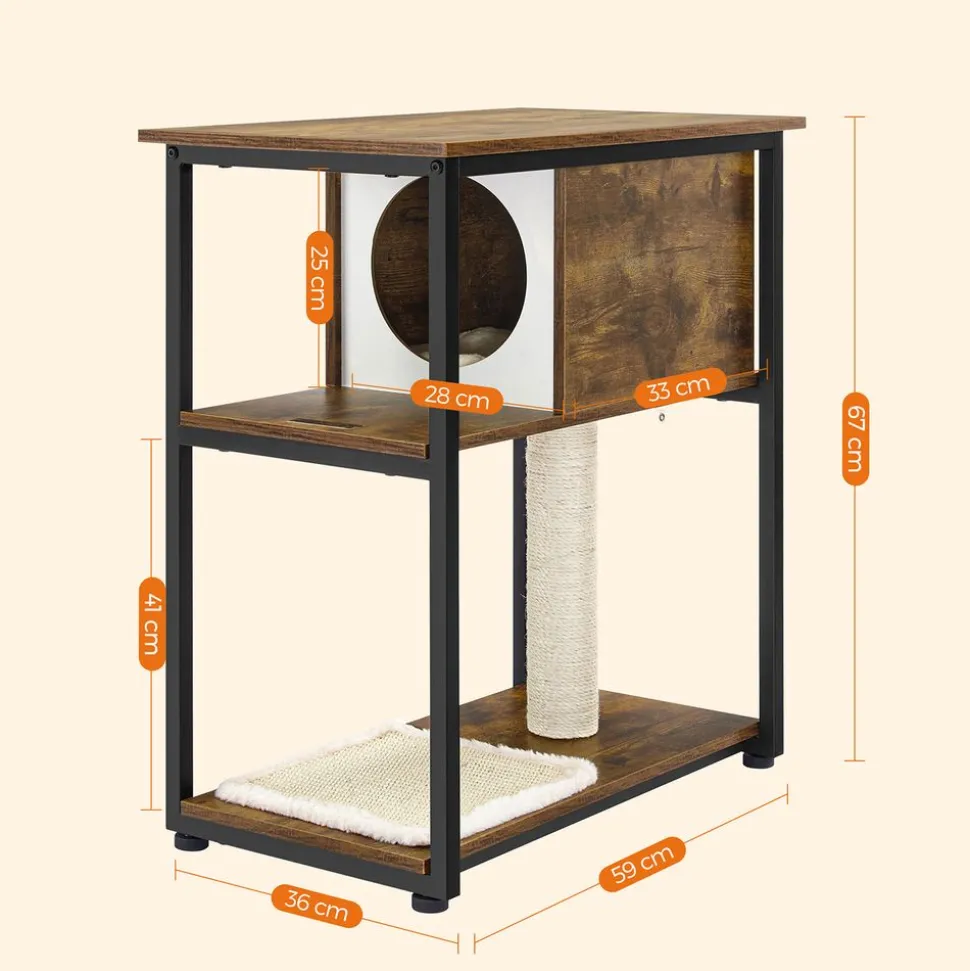 Fashion SONGMICS Arbre à chat 67 cm rustique Marron Vintage