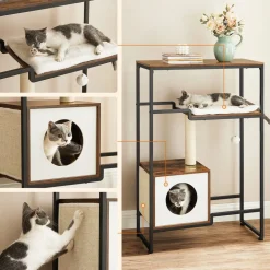 Sale SONGMICS Arbre à chat 114 cm rustique Marron Vintage