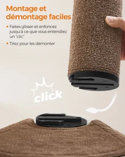 Store SONGMICS Arbre à chat avec poteau à griffer et échelle Marron Avoine + Marron Café