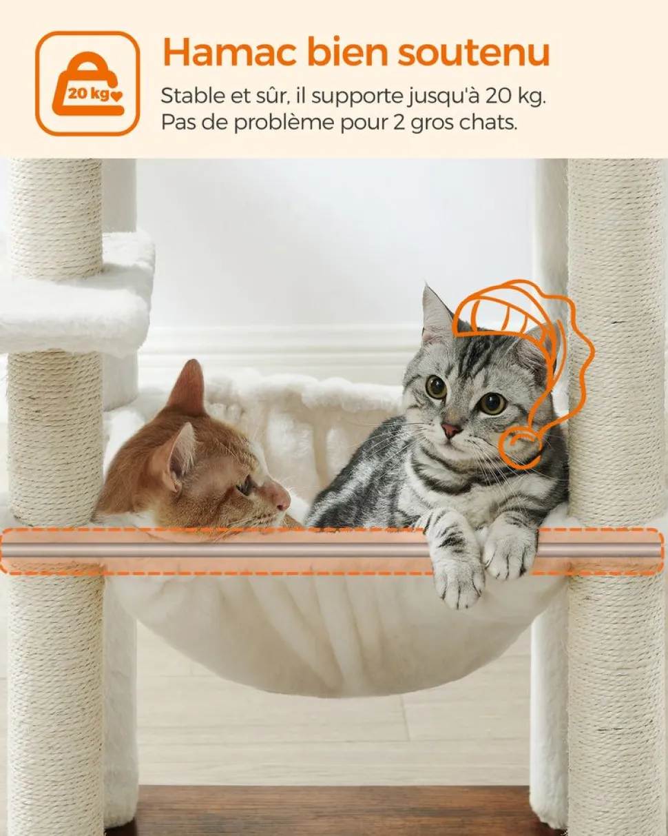 Online SONGMICS Arbre à chat blanc rustique