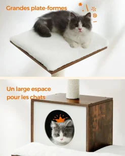 Online SONGMICS Arbre à chat blanc rustique