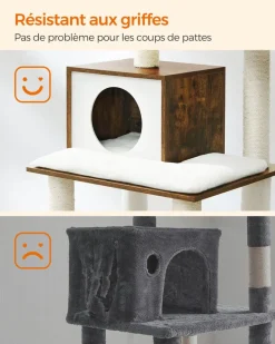 Online SONGMICS Arbre à chat blanc rustique