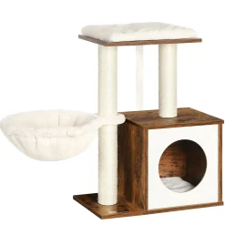 Hot SONGMICS Arbre à chat boisé Marron Rustique