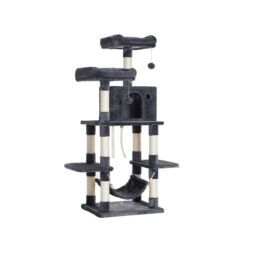 Cheap SONGMICS Arbre à Chat Pompons Gris Anthracite