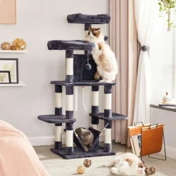 Cheap SONGMICS Arbre à Chat Pompons Gris Anthracite