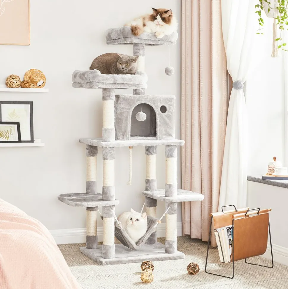 Cheap SONGMICS Arbre à Chat Pompons Gris Anthracite