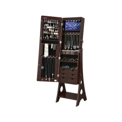 Cheap SONGMICS Armoire à bijoux LED brun Marron