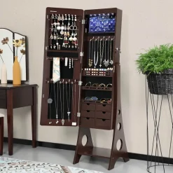 Cheap SONGMICS Armoire à bijoux LED brun Marron