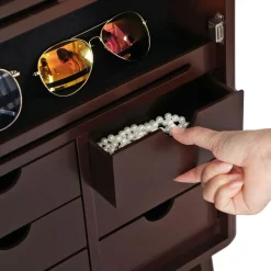 Cheap SONGMICS Armoire à bijoux LED brun Marron