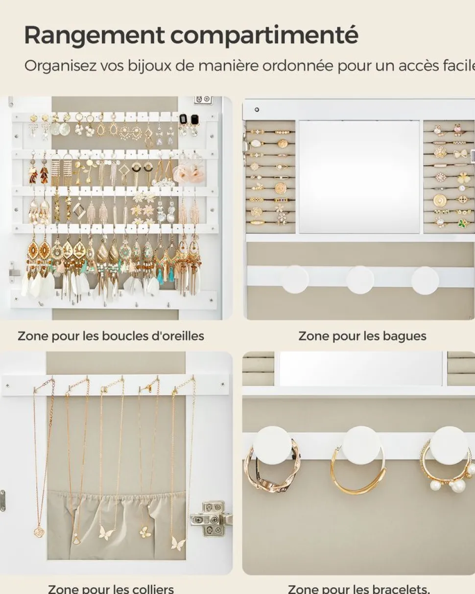 Flash Sale SONGMICS Armoire à Bijoux Murale Blanc