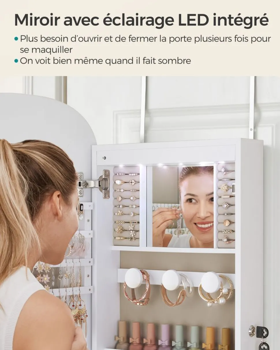 Flash Sale SONGMICS Armoire à Bijoux Murale Blanc