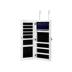 Cheap SONGMICS Armoire à bijoux murale cadre fin Blanc