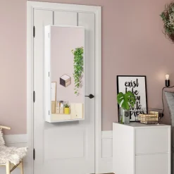 Cheap SONGMICS Armoire à bijoux murale cadre fin Blanc