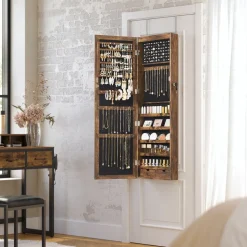 Discount SONGMICS Armoire à bijoux murale marron