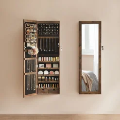 Discount SONGMICS Armoire à bijoux murale marron