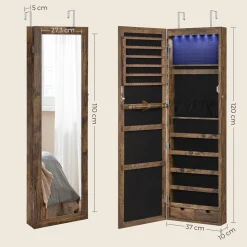 Discount SONGMICS Armoire à bijoux murale marron